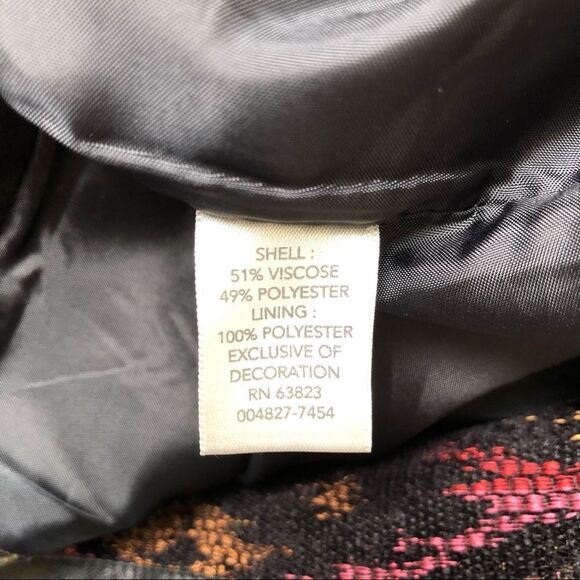 Christopher & Banks Black Colorful Patterned Leather Trim Vest Medium - Picture 9 of 9